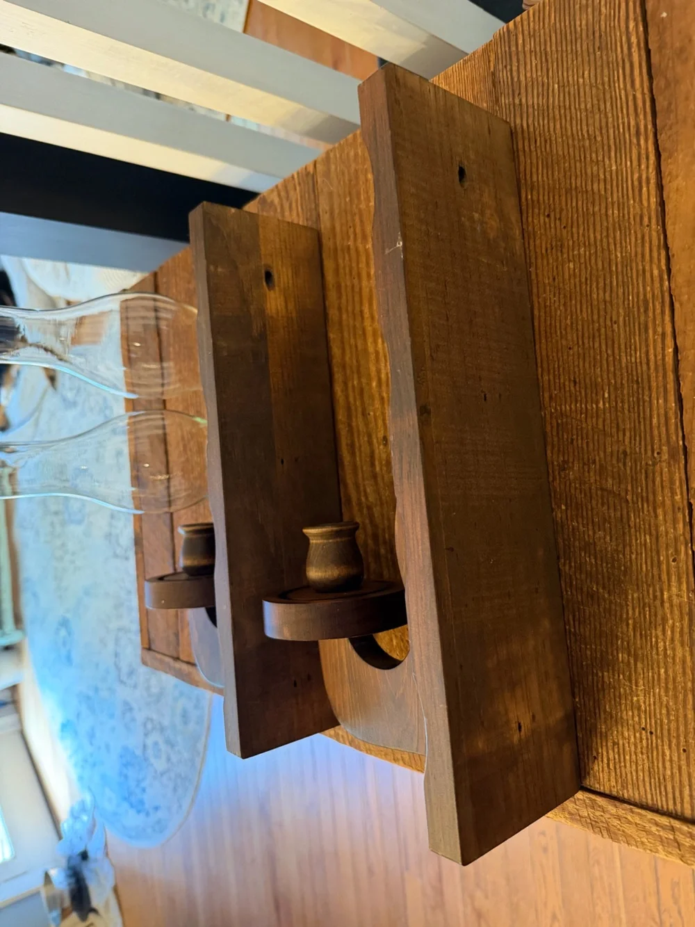 Pair of Rustic BOHO Farmhouse Candle Wall Sconces with Clear Glass Chimneys